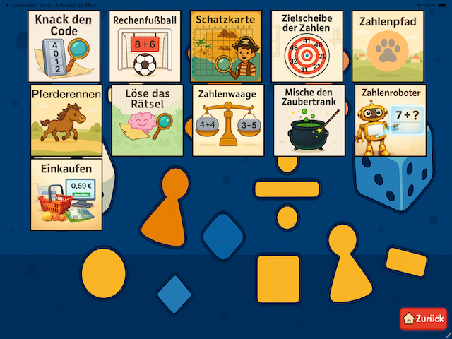 MatheKiste Spiele – Spielauswahl